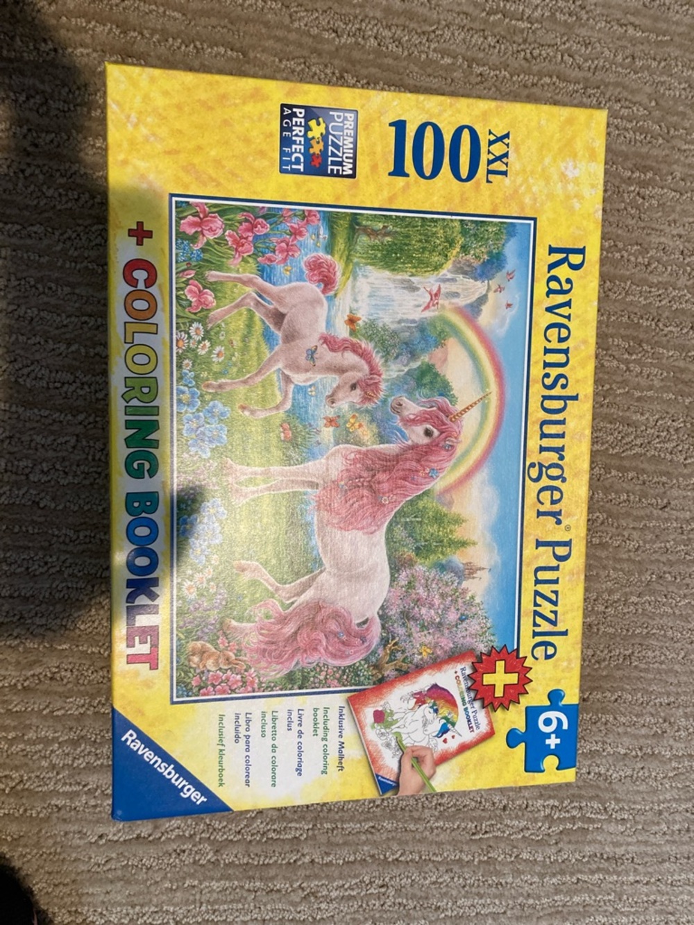 Ravensburger Pink Unicorn 100-Piece Puzzle with Coloring Book
